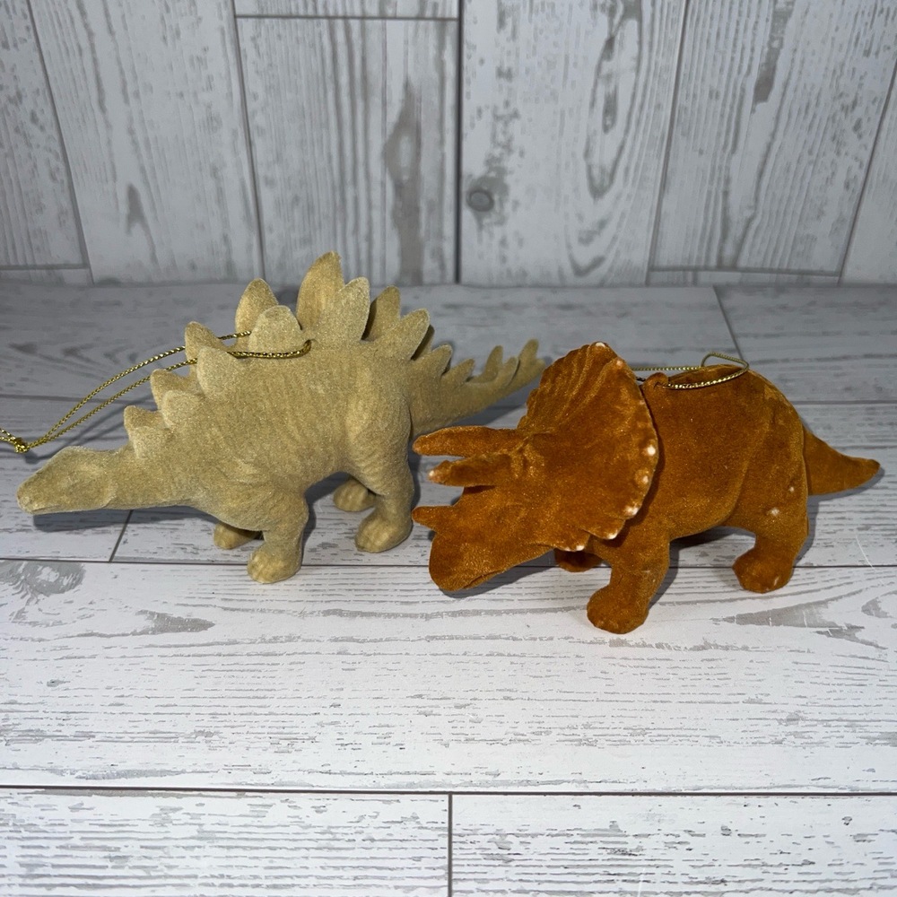 Wondershop Ornament Flocked Dinosaur Christmas Hanging Stegosaurus Triceratops